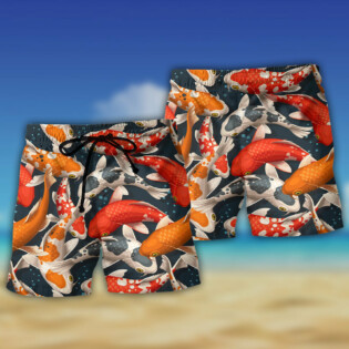 Koi Fish Swimming Colorful Crap - Beach Short - Owl Ohh - Owl Ohh