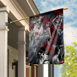 Skull Love Is Life Rose - House Flag - Owl Ohh - Owl Ohh