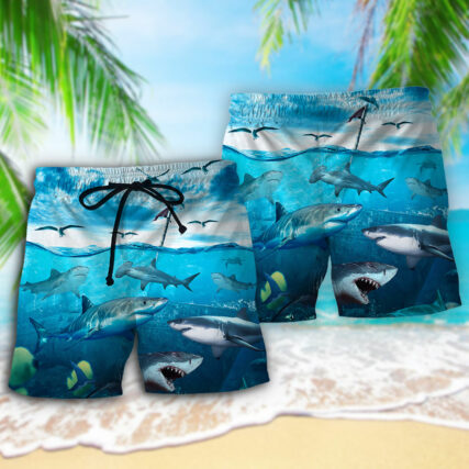 Shark Undersea Darkness Art - Beach Short - Owl Ohh - Owl Ohh