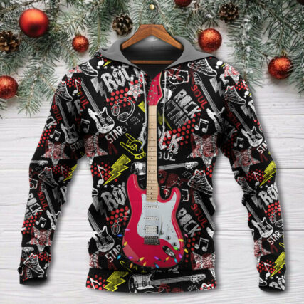 Christmas Guitar Rock Soul Merry Xmas - Hoodie - Owl Ohh - Owl Ohh