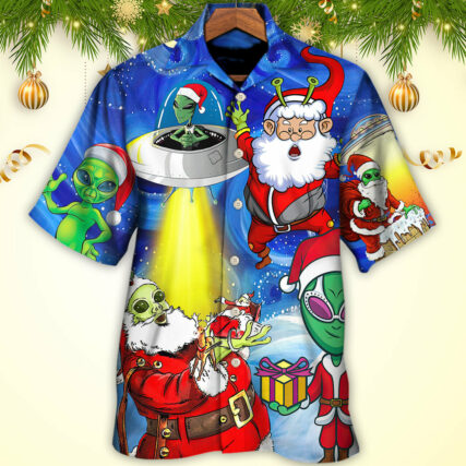 Christmas Santa Is An Alien Magic Night Funny - Hawaiian Shirt - Owl Ohh for men and women, kids - Owl Ohh