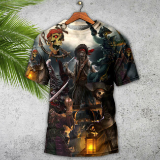 Skull Fantasy Ghost Caribbean Pirate - Round Neck T-shirt - Owl Ohh - Owl Ohh