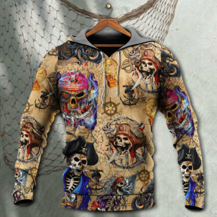 Skull Pirate Hunting Treasure Map - Hoodie - Owl Ohh - Owl Ohh