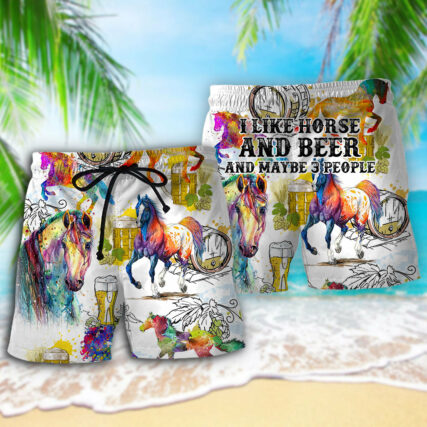 Horse I Like Horse And Beer - Beach Short - Owl Ohh - Owl Ohh