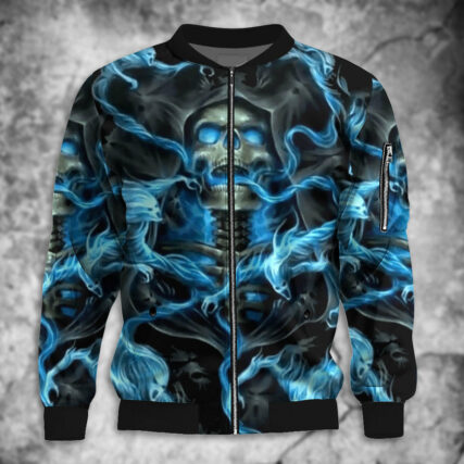 Skull Black Ground Thunder - Bomber Jacket - Owl Ohh - Owl Ohh