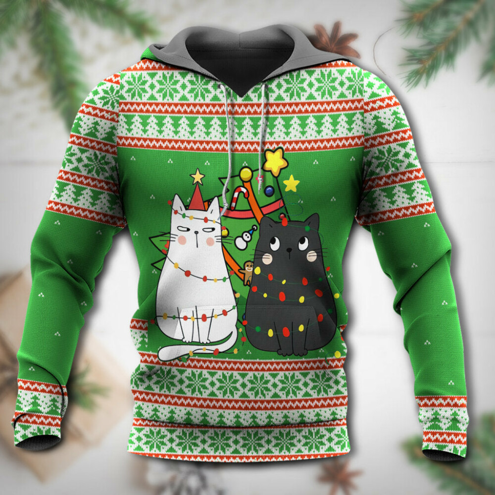Cat Wreck The Tree Meowy Christmas - Hoodie - Owl Ohh - Owl Ohh