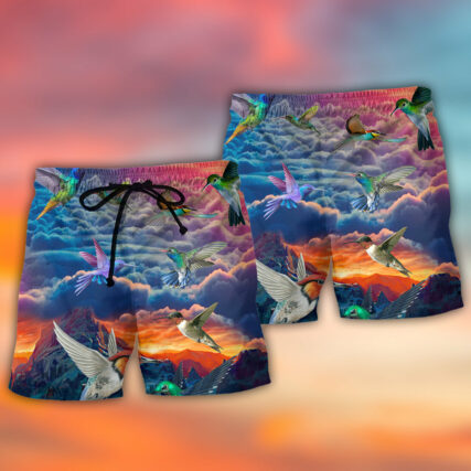Hummingbird Amazing Hummingbird In The Dream Sky - Beach Short - Owl Ohh - Owl Ohh