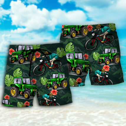 Tractor I Like Tractors And Moutain Biking - Beach Short - Owl Ohh - Owl Ohh