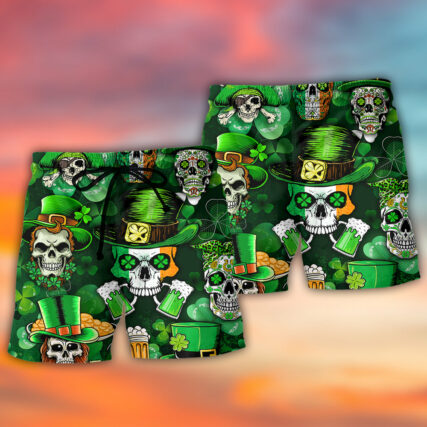 Irish Skull St Patrick's Day Green Light - Beach Short - Owl Ohh - Owl Ohh