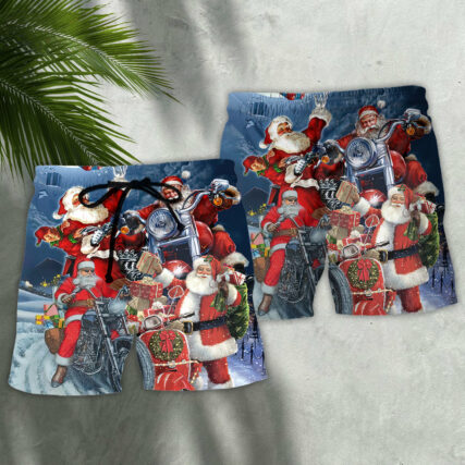 Christmas Santa I Don't Need Reindeer I Have Motobike - Beach Short - Owl Ohh - Owl Ohh