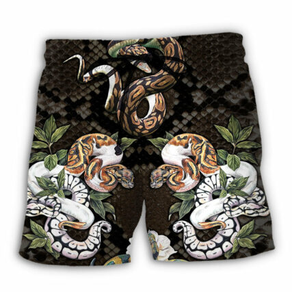 Snake Ball Python Flower Tropical - Beach Short - Owl Ohh - Owl Ohh