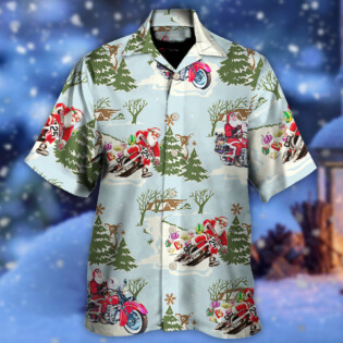 Christmas Santa Driving In Snow Forest - Hawaiian Shirt - Owl Ohh - Owl Ohh