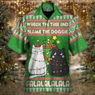 Cat Wreck The Tree Meowy Christmas - Hawaiian Shirt - Owl Ohh - Owl Ohh