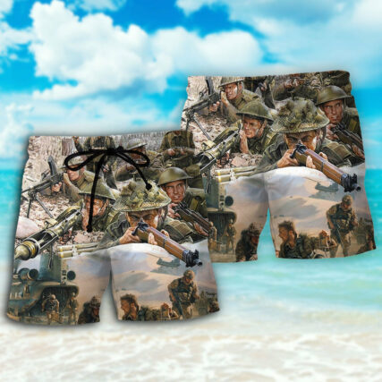 Veteran War Painting Fighting Together - Beach Short - Owl Ohh - Owl Ohh