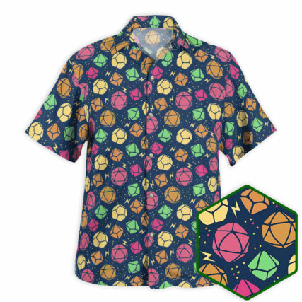 DnD Geeky Dice Thunder Pattern - Hawaiian Shirt - Owl Ohh - Owl Ohh