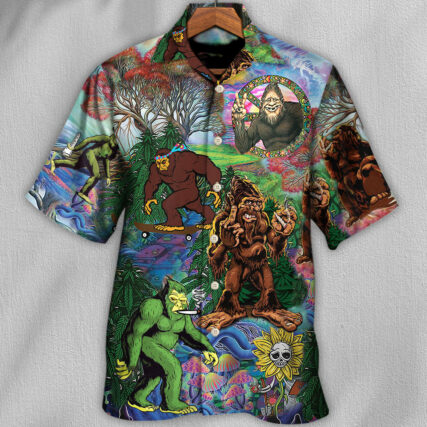 Hippie Bigfoot Peace Life Color - Hawaiian Shirt - Owl Ohh-Owl Ohh