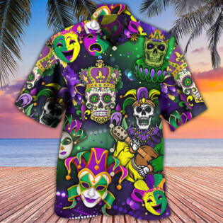 Mardi Gras Skull Art - Hawaiian Shirt - Owl Ohh - Owl Ohh