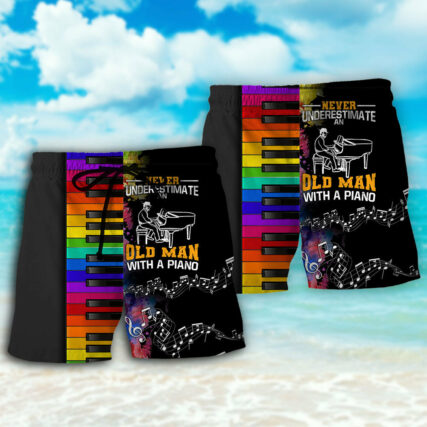 Piano Never Underestmate An Old Man With A Piano - Beach Short - Owl Ohh - Owl Ohh
