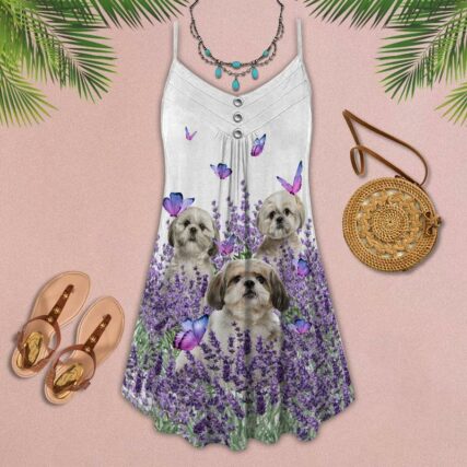 Dog Purple Flower Shih Tzu - Summer Dress - Owl Ohh - Owl Ohh