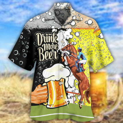 Beer Horse Racing Drink More Beer - Hawaiian Shirt - Owl Ohh - Owl Ohh