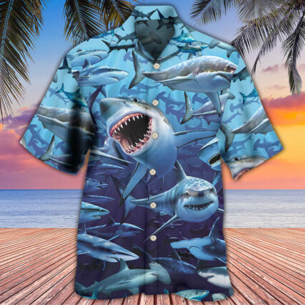 Shark Family Hunting Together - Hawaiian Shirt - Owl Ohh - Owl Ohh