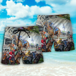 Horse Racing Be Strong Be Brave - Beach Short - Owl Ohh - Owl Ohh