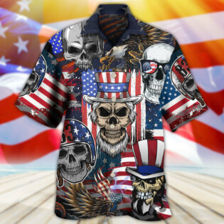 Skull Independence Day Skull US Flag - Hawaiian Shirt - Owl Ohh - Owl Ohh