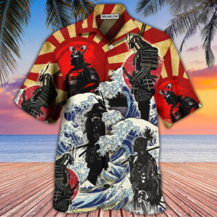 Samurai Red Sun And Wave Art - Hawaiian Shirt - Owl Ohh - Owl Ohh