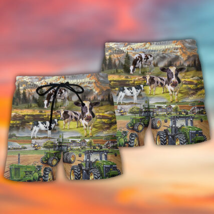 Tractor And Cow Farm Lover - Beach Short - Owl Ohh - Owl Ohh