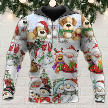 Santa And Snowman Christmas Happy Together - Hoodie - Owl Ohh - Owl Ohh