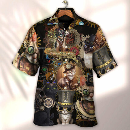 Cat Steampunk Art Keep Calm And Steampunk - Hawaiian Shirt - Owl Ohh - Owl Ohh