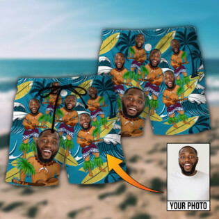 Face Aloha Surf Trip Custom Photo - Beach Short - Owl Ohh - Owl Ohh