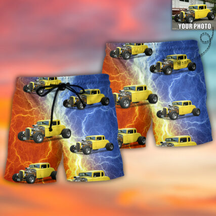 Hot Rod Various Style Custom Photo - Beach Short - Owl Ohh - Owl Ohh