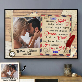 Couple I Cross My Heart Custom Photo Personalized - Horizontal Poster - Personalized Photo Gifts - Owl Ohh