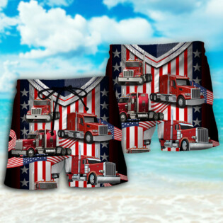 Truck USA Flag Trucker - Beach Short - Owl Ohh - Owl Ohh