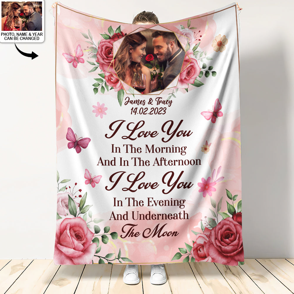 Women's Day, Valentine Gift Watercolor I Love You Couple Gift For Your Love Custom Photo Personalized - Flannel Blanket - Personalized Photo Gifts - Owl Ohh