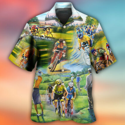 Cycling And Golf Lover Abstract Painting - Hawaiian Shirt - Owl Ohh - Owl Ohh