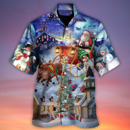 Christmas Rudolph Santa Claus Reindeer Gift Light Art Style - Hawaiian Shirt - Owl Ohh - Owl Ohh
