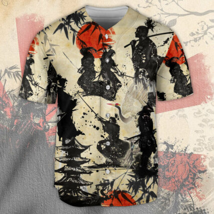 Samurai Mountain Sketch Art - Baseball Jersey - Owl Ohh