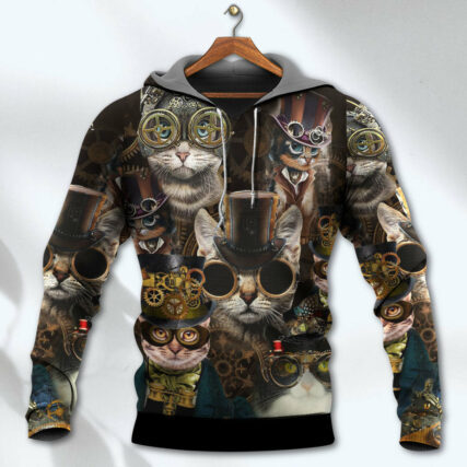 Cat Steampunk Art Machines Lover - Hoodie - Owl Ohh - Owl Ohh
