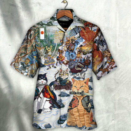 Samurai Cats - A Small Measure of Peace - Hawaiian Shirt - Owl Ohh for men and women, kids - Owl Ohh