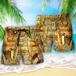 Saxophone Golden Music Lover Retro - Beach Short - Owl Ohh - Owl Ohh