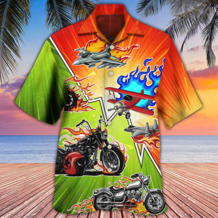 Motorcycle I Like Motorcycles And Airplanes - Hawaiian Shirt - Owl Ohh - Owl Ohh