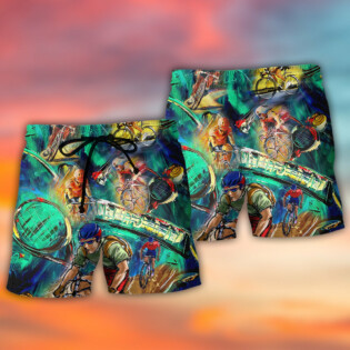 Cycling And Tennis Lover Abstract Painting - Beach Short - Owl Ohh - Owl Ohh