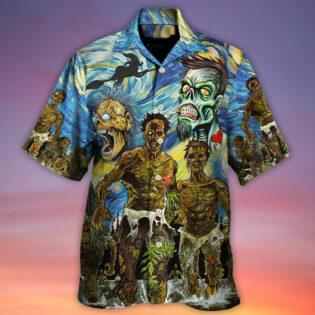 Halloween Zombie Crazy Starry Night Funny Boo Art Style - Hawaiian Shirt - Owl Ohh - Owl Ohh