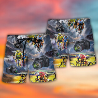 Cycling And Photography Lover Moutain Painting - Beach Short - Owl Ohh - Owl Ohh