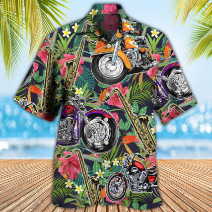 Motorcycle I Like Motorcycles And Saxophone - Hawaiian Shirt - Owl Ohh - Owl Ohh