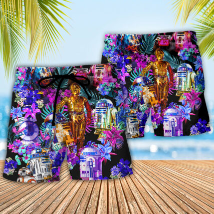 Special Star Wars R2-D2 With Friends Synthwave - Beach Short - Owl Ohh-Owl Ohh