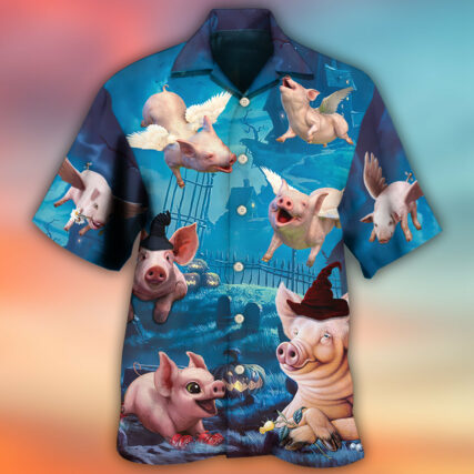Halloween Pig Fly Pumpkin Scary - Hawaiian Shirt - Owl Ohh - Owl Ohh