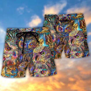 Owl Wild Animal Neon Colorful - Beach Short - Owl Ohh - Owl Ohh